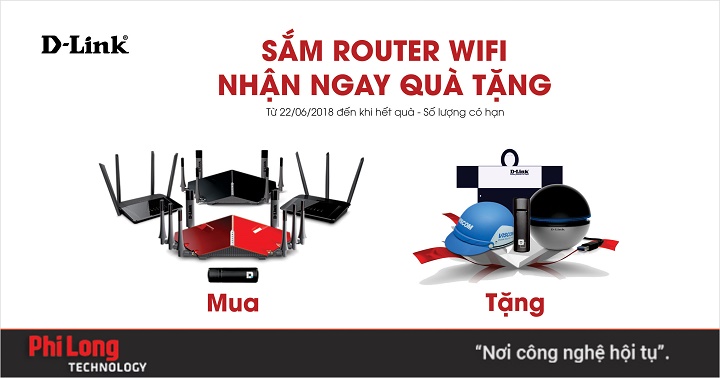 Tặng áo mưa, nón bảo hiểm và nhiều quà tặng khi mua Router Wifi D-Link