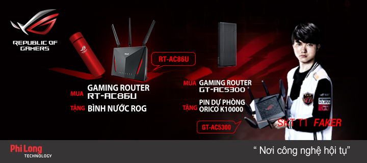 Tặng Pin dự phòng ORICO, bình nước ROG khi mua Router Wifi ASUS