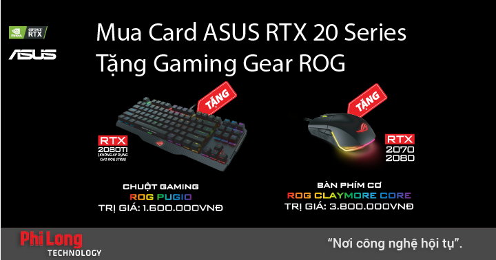 Mua Card ASUS RTX 20 series tặng ngay Gaming gear ROG cao cấp