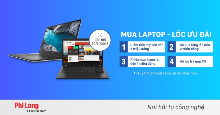 Laptop tháng 11 - Giảm giá đến 2,5 triệu đồng và tặng quà hấp dẫn