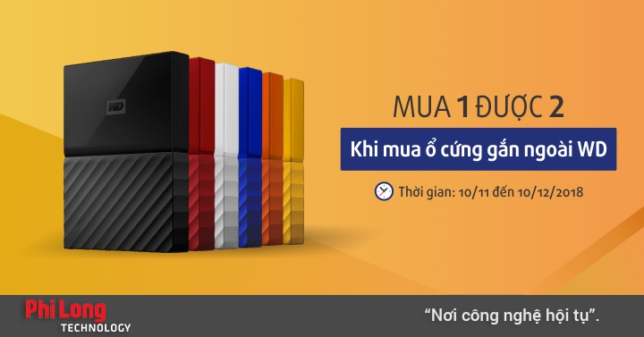 Mua 1 được 2 khi mua ổ cứng gắn ngoài WD