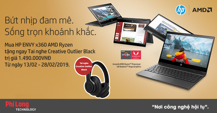 Mua HP Envy X360 tặng Tai Nghe Bluetooth Creative Outlier