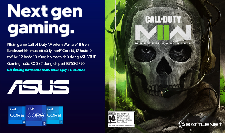 NHẬN GAME CALL OF DUTY®: MODERN WARFARE® II KHI MUA COMBO INTEL CPU & BO MẠCH CHỦ ASUS ROG B760/Z790