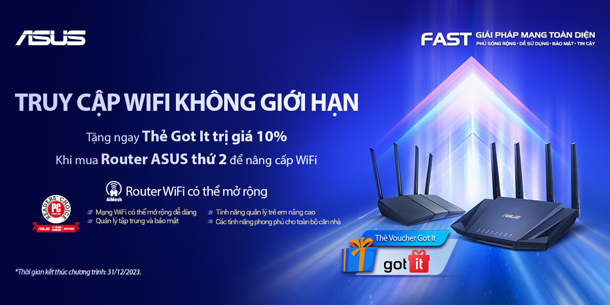 TRUY CẬP WIFI KHÔNG GIỚI HẠN CÙNG ASUS