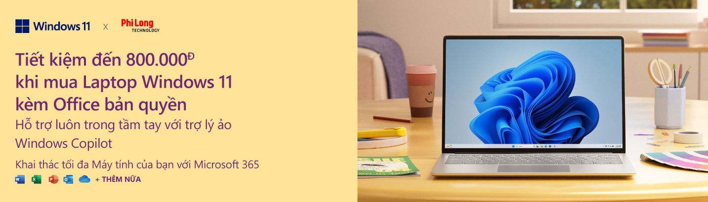 Tặng ngay 100K dành cho Microsoft Office khi mua Laptop, PC, Máy tính bảng tại Phi Long.