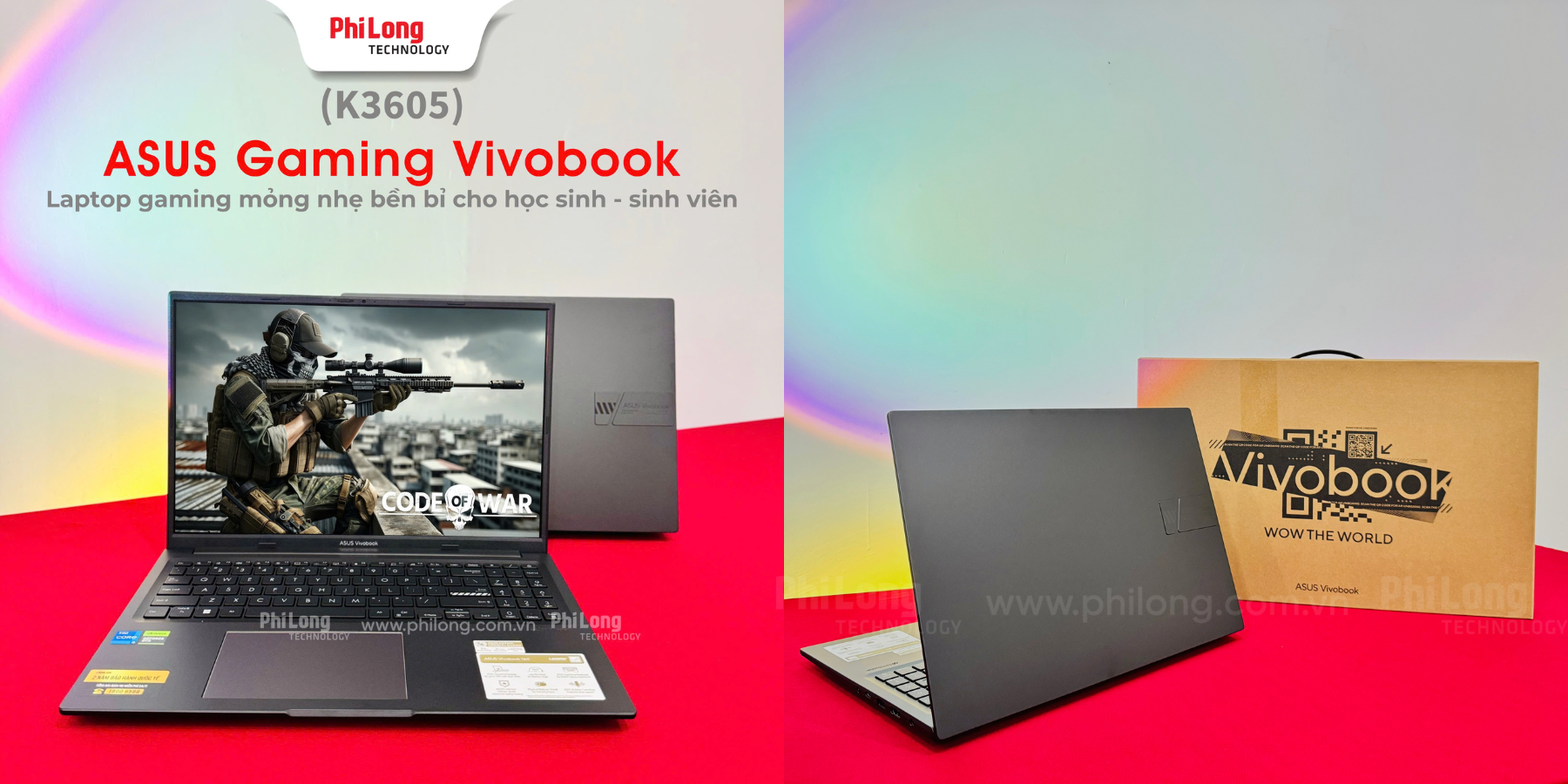 Laptop 16inch mỏng nhẹ cho sinh viên-ASUS Gaming Vivobook (K3605)