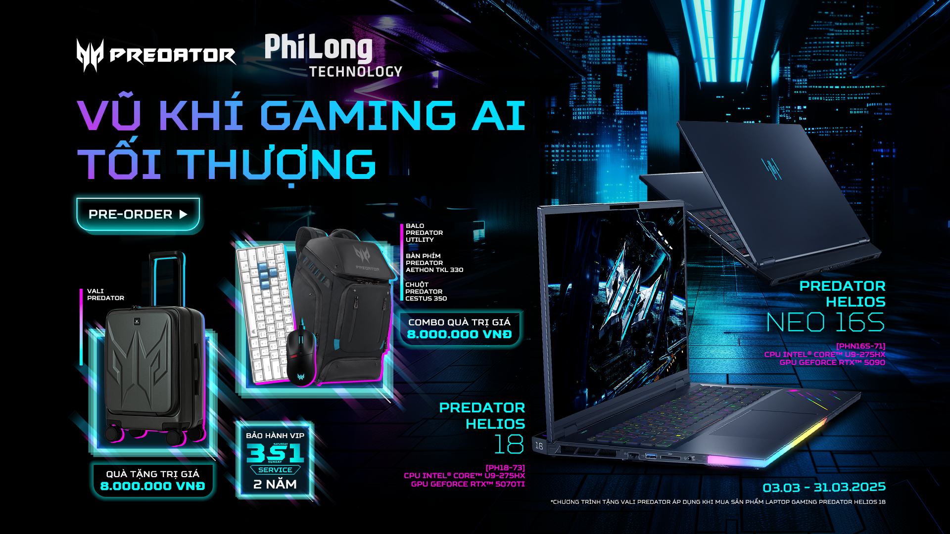 [ƯU ĐÃI PRE-ORDER] PREDATOR HELIOS 2025 TRANG BỊ GPU NVIDIA GEFORCE RTX 50 SERIES
