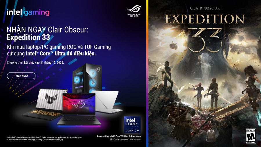 MUA LAPTOP ASUS ROG TRANG BỊ INTEL CORE ULTRA – NHẬN TỰA GAME CLAIR OBSCUR: EXPEDITION 33
