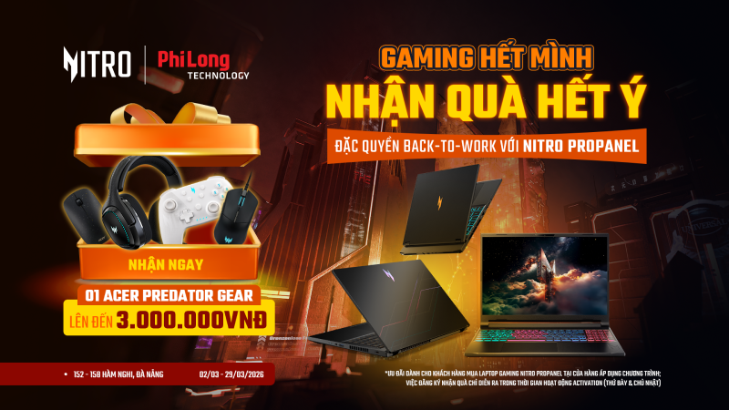 Back to Work 2026: Mua Acer Nitro ProPanel, Nhận Quà 3 Triệu