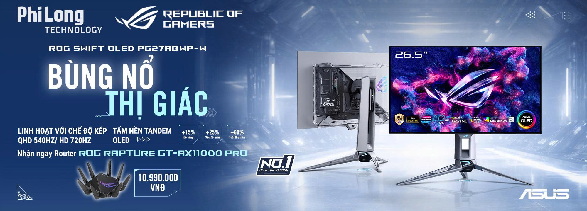 BÙNG NỔ THỊ GIÁC, THĂNG HOA TRẢI NGHIỆM VỚI MÀN HÌNH ROG SWIFT PG27AQWP-W