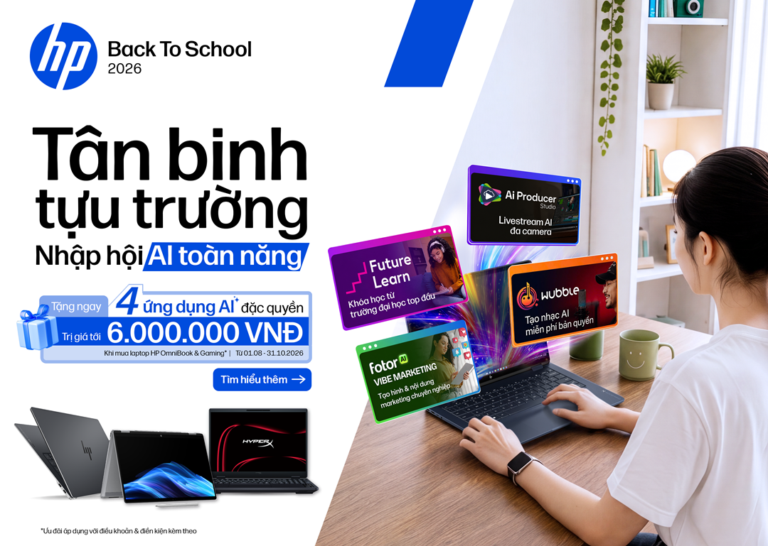 Ưu đãi HP Back To School 2026: Tân Binh Tựu Trường - Nhập Hội AI Toàn Năng 