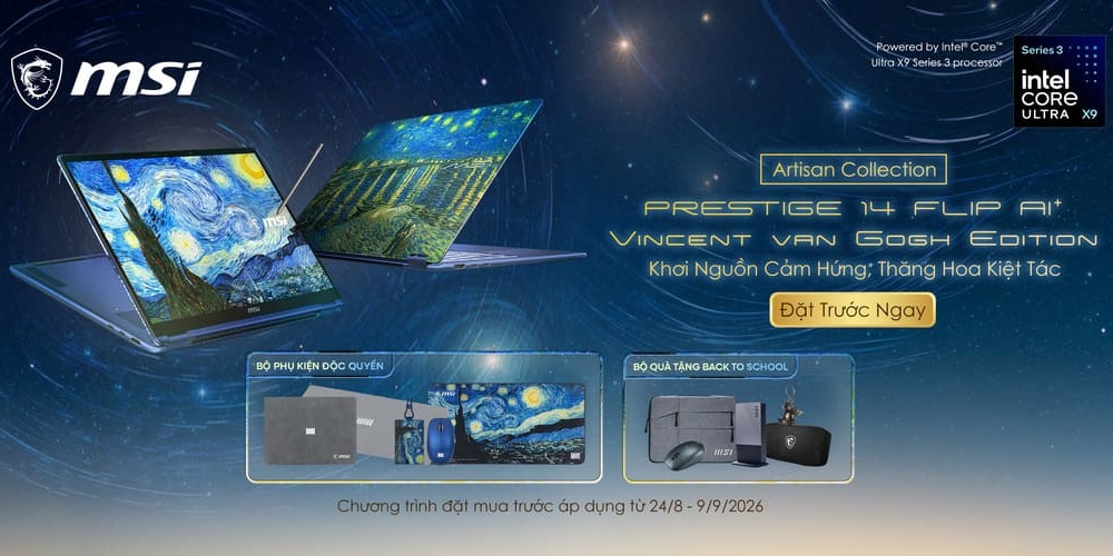 CHÍNH THỨC MỞ BÁN MSI PRESTIGE 14 FLIP AI+ VINCENT VAN GOGH EDITION