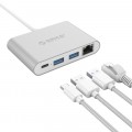 Đầu Chuyển Aluminum Alloy Type C Sang 3 cổng RJ45/Type-C/USB-A Orico (RCR2A-GD)