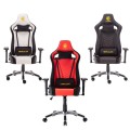 Ghế Game E-DRA HECULES EGC203 PRO Black-White, Chân xoay bọc thép trắng, đệm lưng, đệm cổ