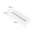 Bộ chia USB Orico CT2U3-10AB-WH (Từ 1 ra 10 cổng USB 3.0 có công tắc riêng lẻ)