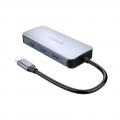 Bộ chuyển đổi USB-C 6 in 1 ORICO MC-U602P-GY (1xHDMI + 3xUSB3.0+ 1xRJ45 + 1xPD3.0, Vỏ nhôm màu xám