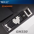 Bàn phím cơ NEWMEN GM330 blue switch, 104 phím, led rainbow, USB, tặng kèm bộ keycap màu trắng, bảo hành 24 tháng