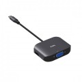 Thiết bị cáp chuyển đổi 3 trong 1 USB-C TO VGA + 2xUSB-A JCPAL JCP6147, Vỏ nhôm màu đen, hàng chính hãng 