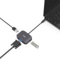 Thiết bị cáp chuyển đổi 3 trong 1 USB-C TO VGA + 2xUSB-A JCPAL JCP6147, Vỏ nhôm màu đen, hàng chính hãng 