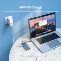 Thiết bị HUB chuyển đổi 5 trong 1 ORICO U501P-GY (từ USB-C sang HDMI + USB3.0 + VGA + AUDIO+PD 60W), vỏ nhôm màu xám, hàng chính hãng 