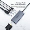 Thiết bị HUB chuyển đổi 5 trong 1 ORICO U501P-GY (từ USB-C sang HDMI + USB3.0 + VGA + AUDIO+PD 60W), vỏ nhôm màu xám, hàng chính hãng 