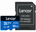 Thẻ nhớ MicroSDHC 32GB LEXAR C10 (LSDMI32BB633A), đi kèm Adapter chuyển sang SD