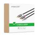 Dây Loa Audio 1 đầu 3,5 mm ra 2 đầu bông sen (RCA) dài 1,5m UGREEN 80847 - Hàng Chính Hãng
