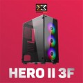 Vỏ Case Xigmatek HERO II 3F Black (EN40290), 2 mặt kính cường lực, sẵn 3 fan X22F RGB
