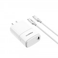 Combo Củ Sạc 65W + Cáp Sạc USB-C PISEN GA65-R20 WHITE (65W, 1 x PD3.0)