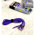 Cáp sạc PISEN 3 in 1 (Lightning/ Type-C/ Micro) Backlight 1.8m - Màu tím (LS-AP13-1800)
