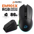 Chuột không dây DareU EM901X RGB Black (Wireless 2.4Ghz, 6000DPI, Pin 30h, Kèm dock sạc)