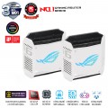 Router WiFi Mesh Asus ROG Rapture GT6 Moon Light White (Bộ 2 Mesh, Chuẩn AX11000, WiFi 6, 3 băng tần, 9 Angten ngầm, AiMesh, Parental control, AiProtection, Aura RGB)