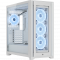 Vỏ case Corsair iCUE 5000X RGB QL Edition Mid Tower TG True White (CC-9011233-WW) (4 mặt kính cường lực, Sẵn 3 fan RGB)