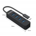 Bộ chia Hub ORICO USB Type-C ra 4 USB 3.0 Type-A (TWC3-4A-BK-EP)