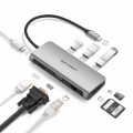 Đầu chuyển 7-in-1 USB-C sang HDMI, VGA, USB3.0, LAN, SD/TF Ugreen 40873