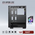 Vỏ case VSP Gaming KA27 Black (ATX, 2 mặt cường lực, Sẵn 4 fan RGB, Max 8 fan)