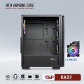 Vỏ case VSP Gaming KA27 Black (ATX, 2 mặt cường lực, Sẵn 4 fan RGB, Max 8 fan)
