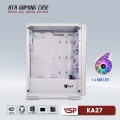Vỏ case VSP Gaming KA27 White (ATX, 2 mặt cường lực, Sẵn 4 fan RGB, Max 8 fan)