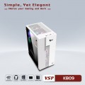 Vỏ case VSP Gaming KB09 White (ATX, 1 mặt cường lực, Chưa bao gồm Fan, Max 6 Fan)