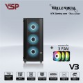 Vỏ case VSP Gaming V3 Black (ATX, 1 mặt cường lực, Sẵn 3 fan RGB, Max 7 fan)