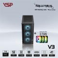 Vỏ case VSP Gaming V3 Black (ATX, 1 mặt cường lực, Sẵn 3 fan RGB, Max 7 fan)