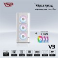 Vỏ case VSP Gaming V3 White (ATX, 1 mặt cường lực, Sẵn 3 fan RGB, Max 7 fan)