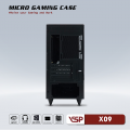 Vỏ case VSP Micro Gaming X09 Black (mATX, 1 mặt cường lực, Mặt trước hình loa, Chưa bao gồm fan, Max 4 fan)