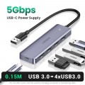 Bộ chia Hub UGREEN USB 3.0 ra 4 USB 3.0 50985 (có cấp nguồn micro usb DC5V)