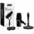 Bộ Micro Thu Âm Shure MV7+ Podcast Kit (BNDL), Đi kèm chân để bàn, Led đẹp, DSP, USB-C, XLR, AUX