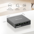 Switch 5 Cổng Mercusys MS105GP Gigabit Với 4 Cổng PoE+, Vỏ Kim Loại
