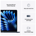 Macbook Air M4 (MW1L3) (Apple M4, 10‑Core CPU, 10‑Core GPU, Ram 16GB, SSD 256GB, Màn Hình 15.3inch, Màu Midnight, Chính Hãng Apple Việt Nam)