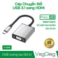 Đầu Chuyển Type-C 3.1 sang VGA Âm VegGieg V-Z916 (1920*1080/60Hz)
