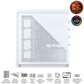 Vỏ Case Asus ROG Cronox GR801 Curve TG Screen White Edition (Full Tower, E-ATX, Kính cong, No Fan, Max 14 Fan, Rad 360, Màn LCD 9.2", USB-C 20Gbps)