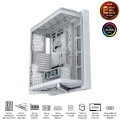 Vỏ Case Asus ROG Cronox GR801 Curve TG Screen White Edition (Full Tower, E-ATX, Kính cong, No Fan, Max 14 Fan, Rad 360, Màn LCD 9.2", USB-C 20Gbps)